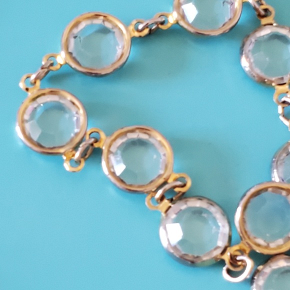 Austrian Crystal Clear Gold Plated Tone Chain Necklace Vintage Made in U.S.A. - Picture 3 of 4